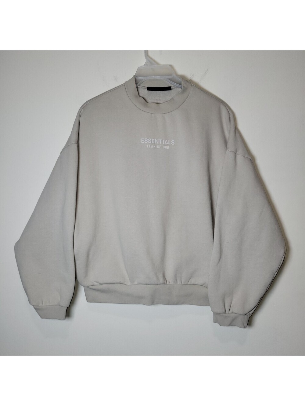 Fear of God Essentials FOG Mock Neck Sweatshirt Men's Oatmeal Beige Pullover S